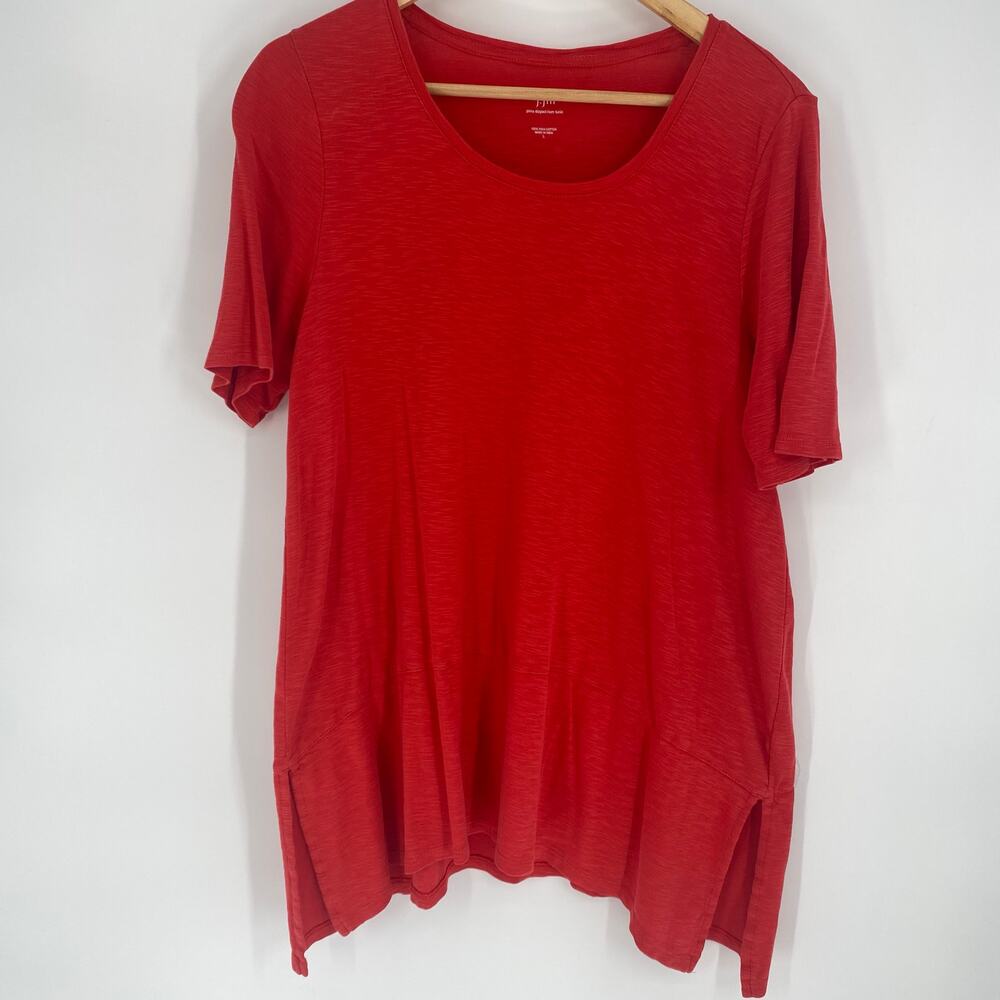 J.‎ Jill Tunic Women’s Large Pima Cotton Red Dipped-Hem Classic Traditional